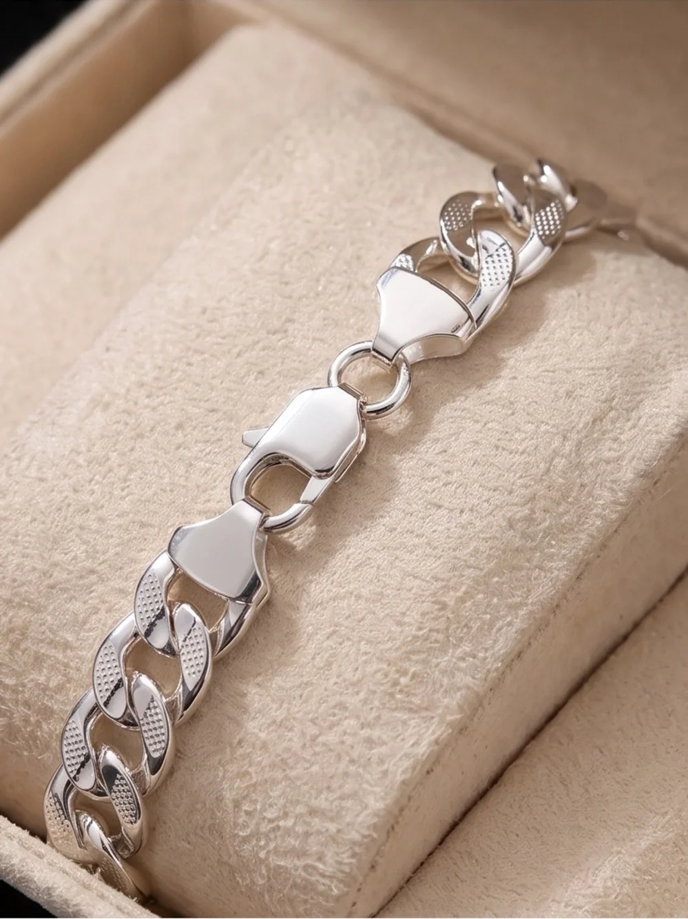 Men's 925 Silver Cuban Link Bracelet - Polished Chain